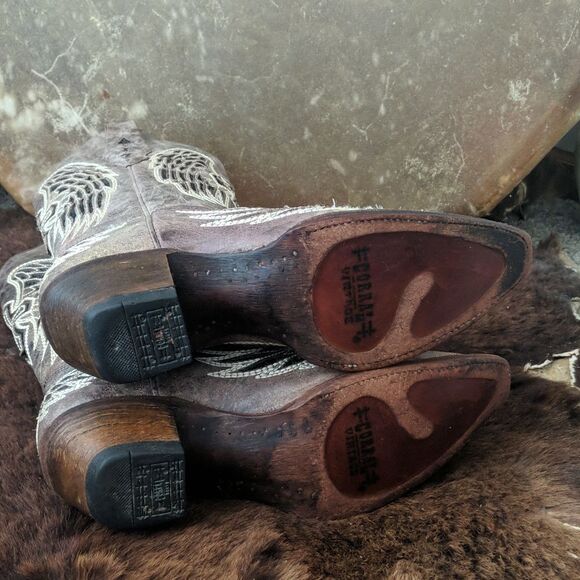 CORRAL A1241 distressed taupe/black winged cross black sequins cowgirl boots 7.5 - Picture 13 of 16